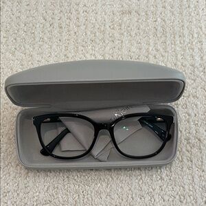 Calvin Klein Black Eyeglasses with Matte Gray Eyeglass Case with Logo